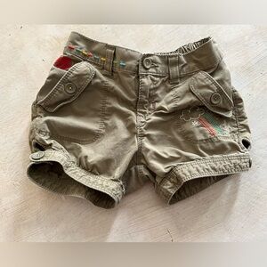 Vintage Baby GAP Olive Green Embroidered Shorts, Size 5 Toddler